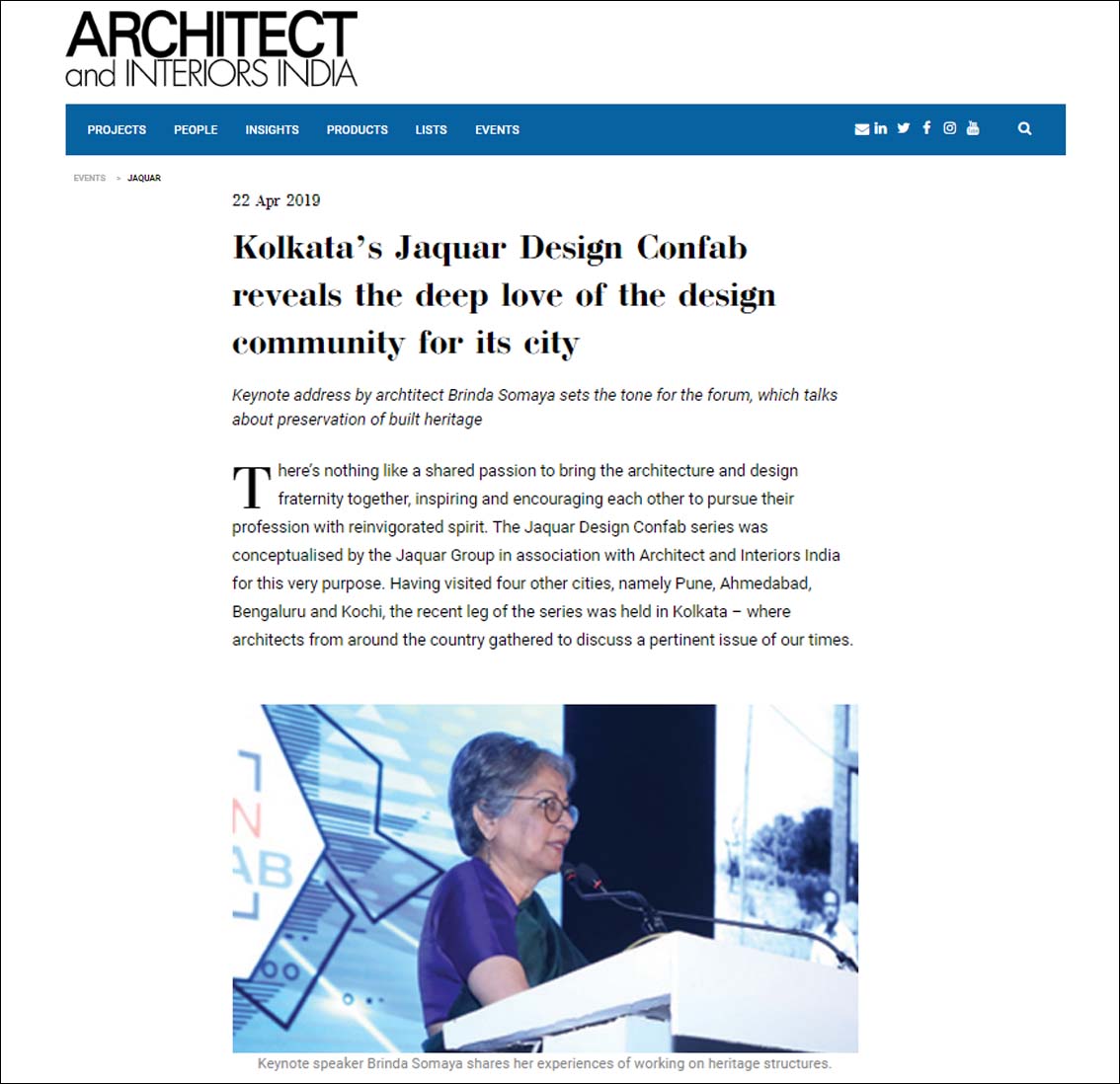 Kolkata's Jaquar Design Confab reveals the deep love of the design community for its city, Architect and Interiors India - April 2019